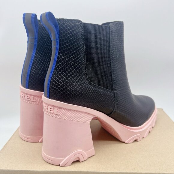 Sorel Brex Waterproof Platform Heel Chelsea Boot Bootie Black Vintage Pink US 11 - Picture 6 of 12